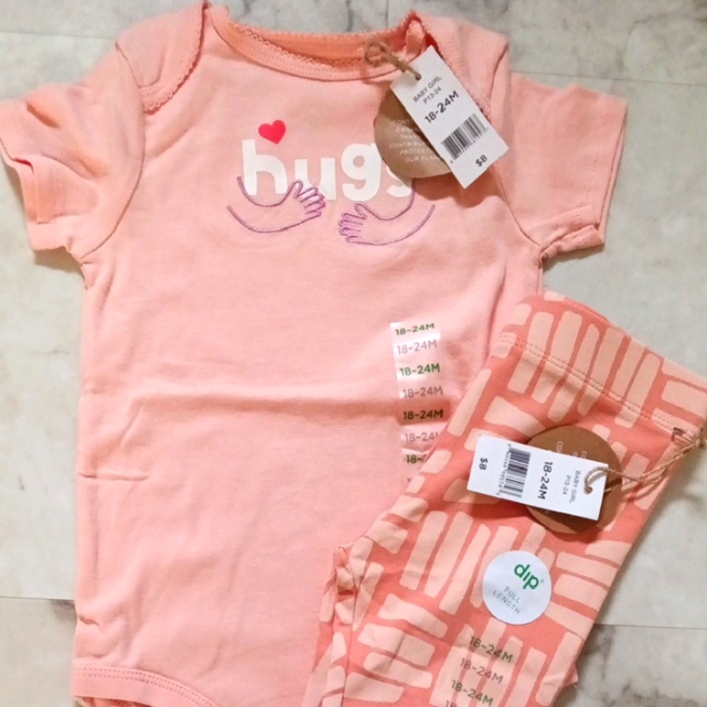 Dip Peach Baby Onesie and Leggings Set